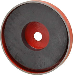 Value Collection - 25 kg Average Pull Force, 3-1/8" Diam, 1/2" High, Ceramic Pot Magnet - 3/8" Hole ID, Red, 0.34" Countersunk Hole - First Tool & Supply