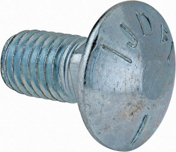 Value Collection - 1/2-13 UNC 1" Length Under Head, Standard Square Neck, Carriage Bolt - Grade 5 Steel, Zinc-Plated Finish - First Tool & Supply
