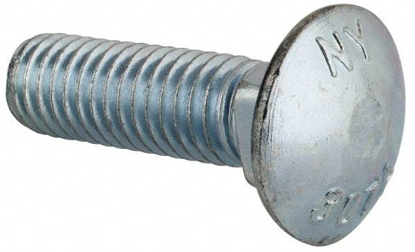 Value Collection - 7/16-14 UNC 1-1/2" Length Under Head, Standard Square Neck, Carriage Bolt - Grade 2 Steel, Zinc-Plated Finish - First Tool & Supply