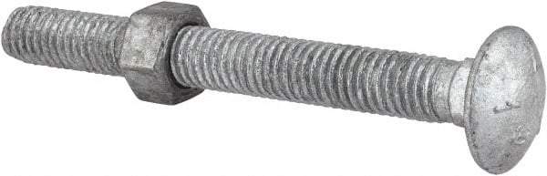 Value Collection - 3/8-16 UNC 3-1/2" Length Under Head, Standard Square Neck, Carriage Bolt - Grade 5 Steel, Galvanized Zinc-Plated Finish - First Tool & Supply