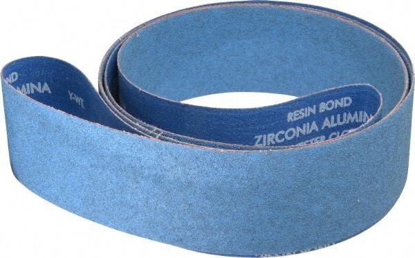 Norton - 3" Wide x 132" OAL, 60 Grit, Zirconia Alumina Abrasive Belt - Zirconia Alumina, Medium, Coated, Y Weighted Cloth Backing, Series R824 - First Tool & Supply