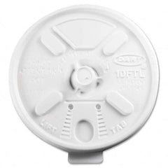 DART - Lift N' Lock Plastic Hot Cup Lids, Fits 10 oz Cups, White, 1000/Carton - First Tool & Supply