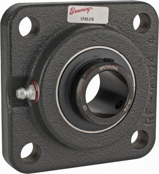 Browning - 1" ID, 3-3/4" OAL x 3-3/4" OAH 4-Bolt Flange - 1,651 Lb Static Cap, 2,801 Lb Dyn Cap, 2-3/4" Btw Mnt Hole Ctrs, Cast Iron - First Tool & Supply