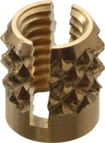 E-Z LOK - M3x0.50 Metric Coarse Brass Flush Press Fit Threaded Insert for Plastic - 3/16" OAL, 0.166" Insert Diam, 5/32" Hole Diam, 5/32" Drill - First Tool & Supply