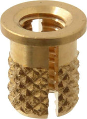 E-Z LOK - #8-32 UNC Brass Flanged Press Fit Threaded Insert for Plastic - 5/16" OAL, 0.23" Insert Diam, 7/32" Hole Diam, 7/32" Drill - First Tool & Supply