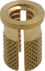 E-Z LOK - 1/4-20 UNC Brass Flanged Press Fit Threaded Insert for Plastic - 1/2" OAL, 0.326" Insert Diam, 5/16" Hole Diam, 5/16" Drill - First Tool & Supply