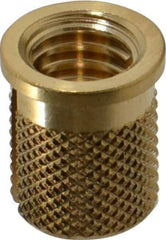 E-Z LOK - 5/16-18 UNC Brass Flanged Press Fit Threaded Insert for Plastic - 9/16" OAL, 0.389" Insert Diam, 0.357" Hole Diam, 3/8" Drill - First Tool & Supply