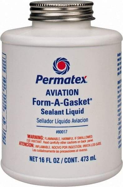 Permatex - 16 oz Aviation Gasket Sealant - -65 to 400°F, Dark Brown, Comes in Brush Top Can - First Tool & Supply