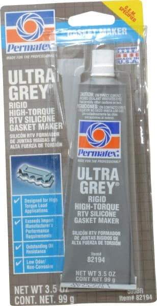 Permatex - 3-1/2 oz Gasket Maker - -65 to 650°F, Gray, Comes in Tube - First Tool & Supply