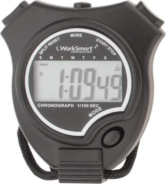 Value Collection - Digital Stopwatch with Split Counter - LR44, Back Lit, Black - First Tool & Supply