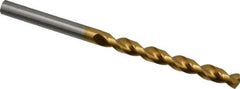 Guhring - 5.1mm 130° High Speed Steel Jobber Drill - TiN Finish, Right Hand Cut, Parabolic Flute, Straight Shank, 3-3/8" OAL, Standard Point - First Tool & Supply