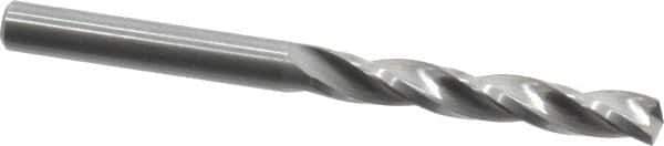 Guhring - 4.9mm 150° Solid Carbide Jobber Drill - Bright Finish, Right Hand Cut, Spiral Flute, Straight Shank, 62mm OAL, Standard Point - First Tool & Supply