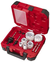 Milwaukee Tool - 15 Piece, 3/4" to 2-1/2" Saw Diam, General Purpose Hole Saw Kit - Bi-Metal, Toothed Edge, Pilot Drill Model No. 49-56-8010, Includes 11 Hole Saws - First Tool & Supply