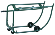 Drum Cradle - 1"O.D. x 14 Gauge Steel Tubing - For 55 Gallon drums - Bung Drain 18-7/8" off floor - 5" Rubber wheels - 3" Rubber casters - First Tool & Supply