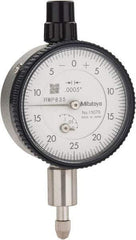 Mitutoyo - 1/8" Range, 0-25-0 Dial Reading, 0.0005" Graduation Dial Drop Indicator - 1-5/8" Dial, 0.05" Range per Revolution, 0.0005" Accuracy, Revolution Counter - First Tool & Supply