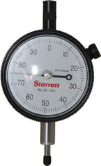 Starrett - 1/4" Range, 0-100 Dial Reading, 0.001" Graduation Dial Drop Indicator - 2-1/4" Dial, 0.1" Range per Revolution, Revolution Counter - First Tool & Supply