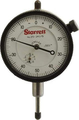 Starrett - 1/2" Range, 0-50-0 Dial Reading, 0.001" Graduation Dial Drop Indicator - 2-1/4" Dial, 0.1" Range per Revolution, Revolution Counter - First Tool & Supply