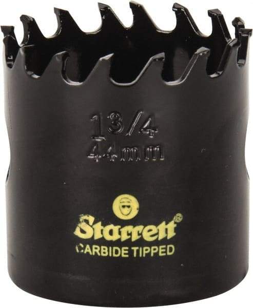 Starrett - 1-3/4" Diam, 1-5/8" Cutting Depth, Hole Saw - Carbide-Tipped Saw, Toothed Edge - First Tool & Supply