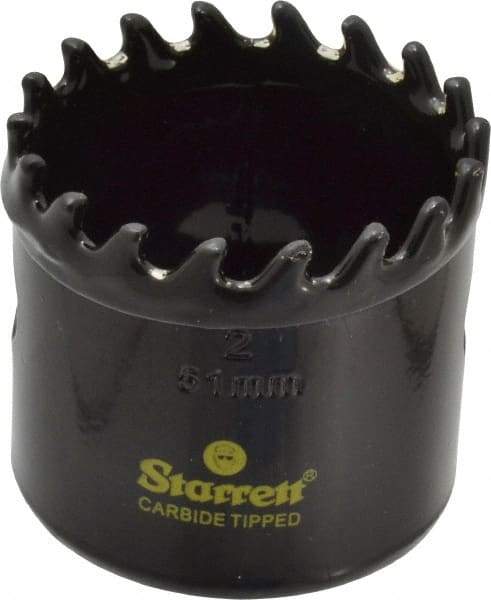 Starrett - 2" Diam, 1-5/8" Cutting Depth, Hole Saw - Carbide-Tipped Saw, Toothed Edge - First Tool & Supply