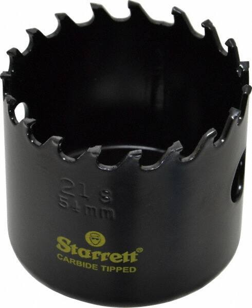 Starrett - 2-1/8" Diam, 1-5/8" Cutting Depth, Hole Saw - Carbide-Tipped Saw, Toothed Edge - First Tool & Supply