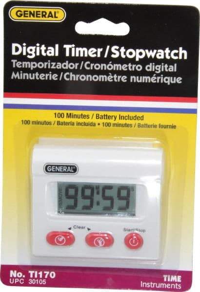 General - Minute Second Count Up and Down Timer - White - First Tool & Supply