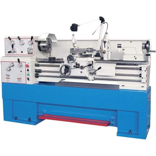 Summit - 14" Swing, 40" Between Centers, 120 Volt, Triple Phase Toolroom Lathe - 5MT Taper, 4 hp, 40 to 1,800 RPM, 1-1/2" Bore Diam, 36" Deep x 54" High x 78" Long - First Tool & Supply