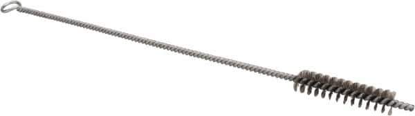 Schaefer Brush - 3" Long x 5/8" Diam Stainless Steel Long Handle Wire Tube Brush - Single Spiral, 15" OAL, 0.006" Wire Diam, 3/8" Shank Diam - First Tool & Supply
