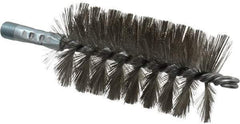 Schaefer Brush - 4-1/2" Brush Length, 2-1/2" Diam, Double Stem, Single Spiral Tube Brush - 7-1/4" Long, Stainless Steel, 1/4" NPSM Male Connection - First Tool & Supply