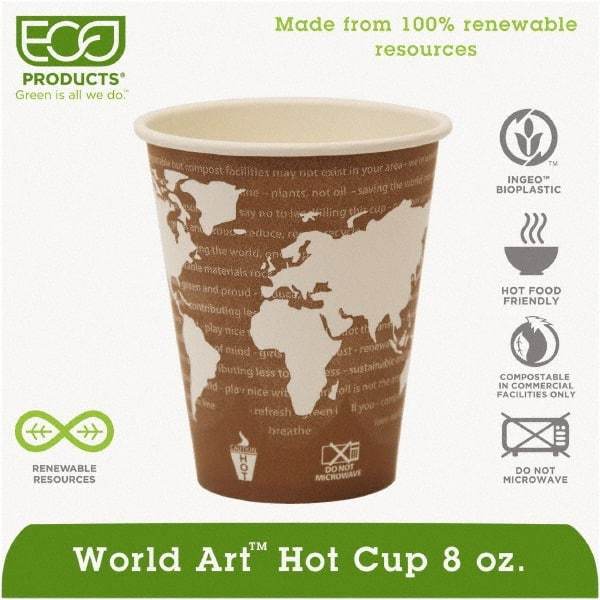 ECO PRODUCTS - World Art Renewable Compostable Hot Cups, 8 oz, 50/PK, 20 PK/CT - Plum - First Tool & Supply