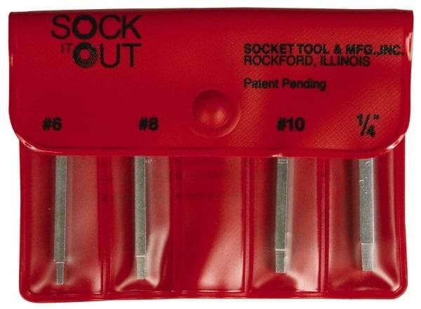 Sock It Out - 4 Piece Button Head Cap Screw Extractor Set - Screw Range #6 to 1/4" - First Tool & Supply