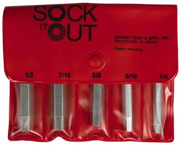 Sock It Out - Flat Head Cap Screw Extractor Set - 1/4 to 1/2 Size Range - First Tool & Supply