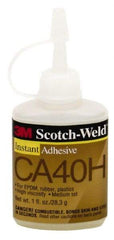 3M - 1 Lb Bottle Yellow Instant Adhesive - Series CA40H, 5 to 30 sec Working Time, 24 hr Full Cure Time, Bonds to Cardboard, Cork Board, Fabric, Fiberglass, Foam, Metal, Paper, Plastic, Rubber & Vinyl - First Tool & Supply