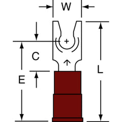 3M - #6 Stud, 22 to 18 AWG Compatible, Partially Insulated, Crimp Connection, Standard Fork Terminal - First Tool & Supply