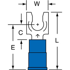 3M - #10 Stud, 16 to 14 AWG Compatible, Partially Insulated, Crimp Connection, Standard Fork Terminal - First Tool & Supply