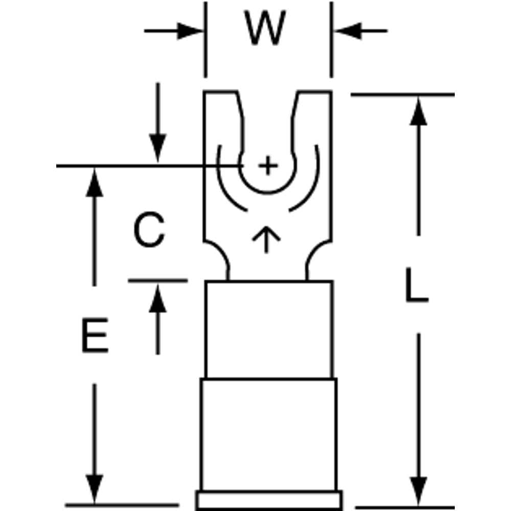 3M - #6 Stud, 16 to 14 AWG Compatible, Partially Insulated, Crimp Connection, Standard Fork Terminal - First Tool & Supply