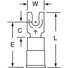 3M - #6 Stud, 16 to 14 AWG Compatible, Partially Insulated, Crimp Connection, Locking Fork Terminal - First Tool & Supply