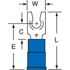 3M - #8 Stud, 16 to 14 AWG Compatible, Partially Insulated, Crimp Connection, Locking Fork Terminal - First Tool & Supply