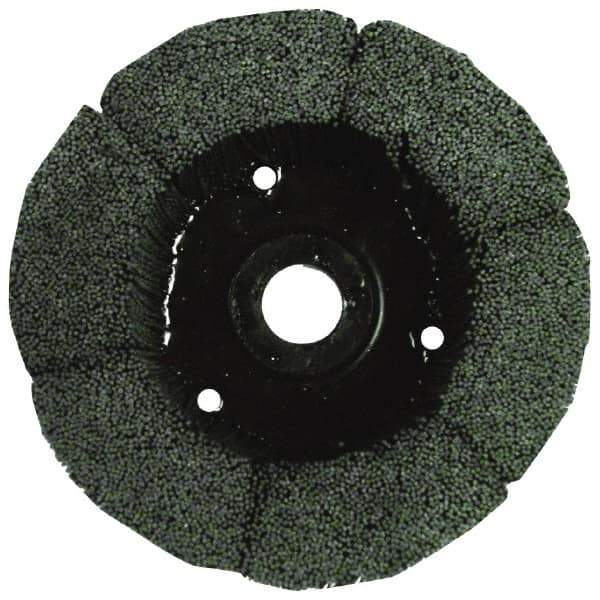 Osborn - 9" 120 Grit Silicon Carbide Crimped Disc Brush - Fine Grade, Plain Hole Connector, 1-1/2" Trim Length, 3/4" Shank Diam, 7/8" Arbor Hole - First Tool & Supply