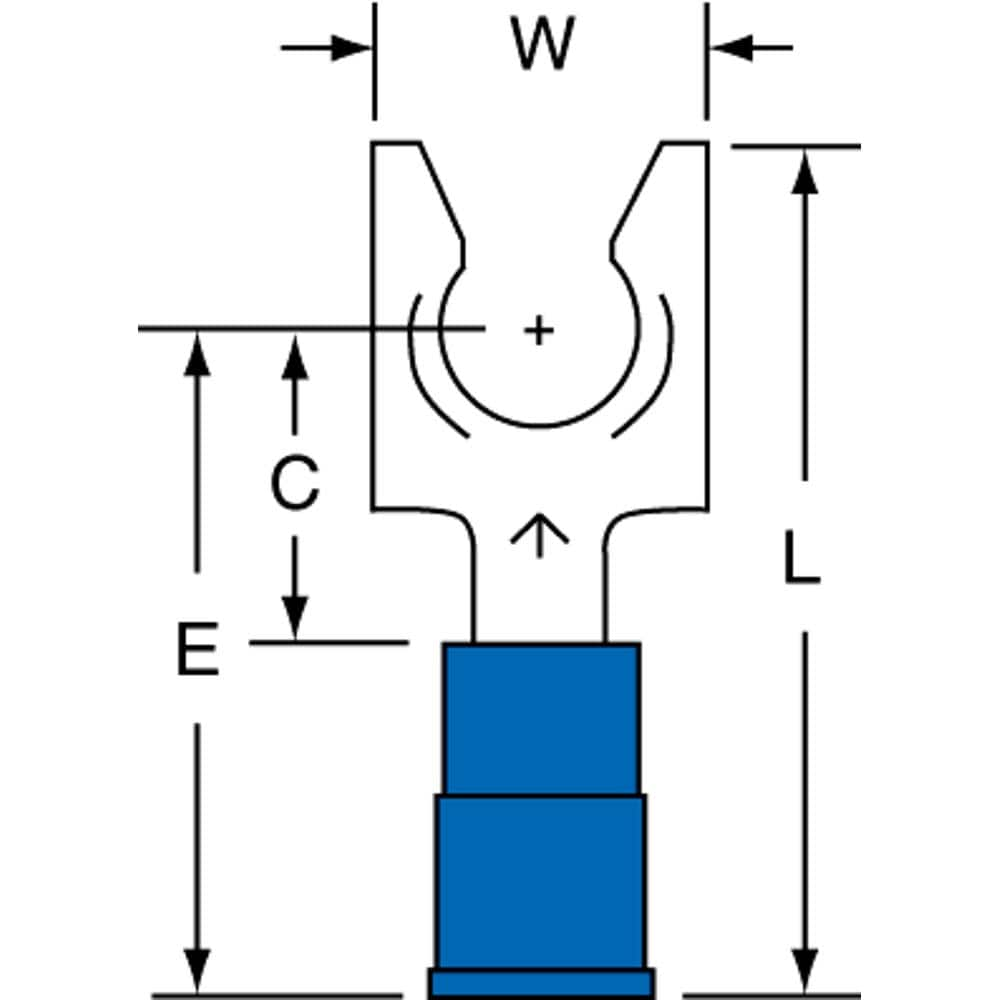 3M - 1/4" Stud, 16 to 14 AWG Compatible, Partially Insulated, Crimp Connection, Locking Fork Terminal - First Tool & Supply