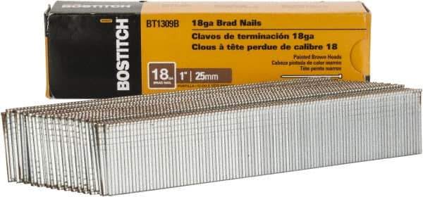 Stanley Bostitch - 18 Gauge 1" Long Brad Nails for Power Nailers - Steel, Galvanized Finish, Brad Head, Chisel Point - First Tool & Supply