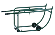 Drum Cradles - 1" O.D. x 14 Gauge Steel Tubing - Bung Drain is 21" off the floor in horizontal position - 5" Rubber wheels - 3" Rubber casters - First Tool & Supply