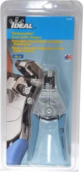 Ideal - RG-6 Max Capacity Automatic Wire Stripper - 7" OAL, Plastic Cushion Handle - First Tool & Supply