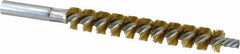 Schaefer Brush - 4" Brush Length, 9/16" Diam, Double Stem, Single Spiral Tube Brush - 6-1/4" Long, Brass, 12-24 Female Connection - First Tool & Supply