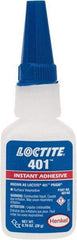 Loctite - 0.70 oz Bottle Clear Instant Adhesive - Series 401, 15 sec Fixture Time, 24 hr Full Cure Time, Bonds to Plastic & Rubber - First Tool & Supply