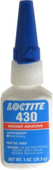 Loctite - 1 oz Bottle Clear Instant Adhesive - Series 430, 30 sec Fixture Time, 24 hr Full Cure Time, Bonds to Metal, Plastic & Rubber - First Tool & Supply