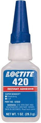 Loctite - 1 oz Bottle Clear Instant Adhesive - Series 420, 20 sec Fixture Time, 24 hr Full Cure Time, Bonds to Metal, Plastic & Rubber - First Tool & Supply