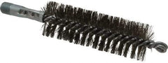 Schaefer Brush - 4-1/2" Brush Length, 1-1/2" Diam, Double Stem, Double Spiral Tube Brush - 7-1/4" Long, Stainless Steel, 1/4" NPSM Male Connection - First Tool & Supply