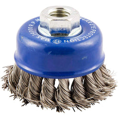 Norton - 2-3/4" Diam 5/8-11 Threaded Arbor Stainless Steel Fill Cup Brush - First Tool & Supply