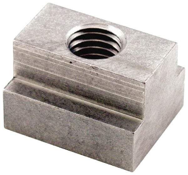 Jergens - 1/2-13 Tapped Through T Slot Nut - 5/8" Slot Width, 1 x 3/8" Base Width x Height, 1-1/4 x 3/4" Overall Length x Height - First Tool & Supply