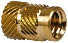 E-Z LOK - 5/16" Drill, 1/4 20 UNC, 0.341" Diam, Brass Headed Heat Installed Threaded Insert - 0.315" Hole, 0.341" OAL x 0.053" High, 3/8" Head Diam - First Tool & Supply